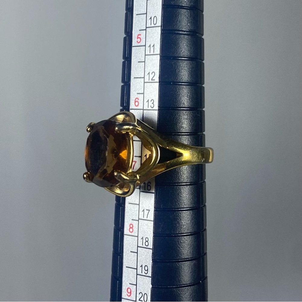 18K G.E. Amber glass stone gold ring - Picture 15 of 17